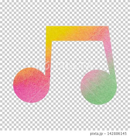 An illustration of a musical note icon with a beautiful watercolor pattern. An illustration of a musical note icon with a beautiful watercolor pattern. 142886145
