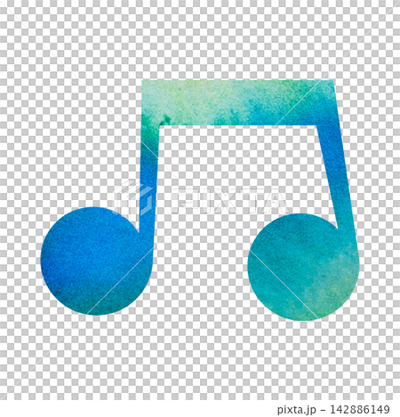 An illustration of a musical note icon with a beautiful watercolor pattern. An illustration of a musical note icon with a beautiful watercolor pattern. 142886149