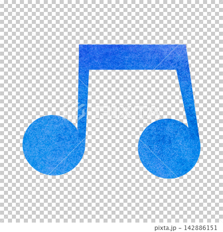 An illustration of a musical note icon with a beautiful watercolor pattern. 142886151