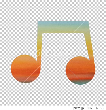 綺麗な水彩模様の音符のアイコンのイメージのイラスト 142886169