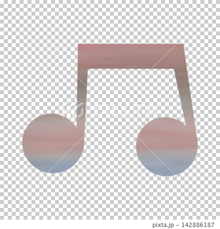 綺麗な水彩模様の音符のアイコンのイメージのイラスト 142886187