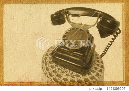 Old grunge vintage Dial Phone on white isolated 142886995