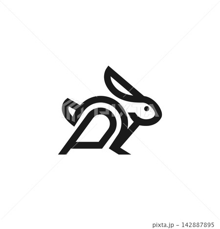 Rabbit animal symbol logo icon concept in isolated blue background vector illustration Rabbit animal symbol logo icon concept in isolated blue background vector illustration 142887895