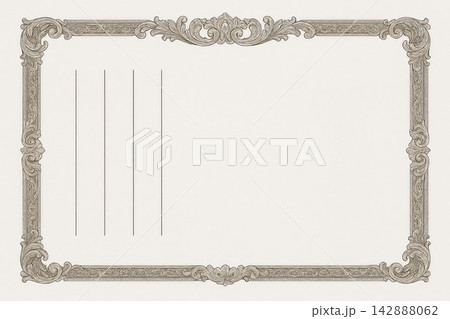 Certificate dan grade diplom karate. Old vintage paper, with frame texture background art design. 142888062