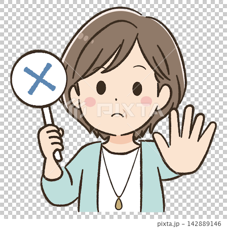 Daily life and communication material for a woman in her 50s: Upper body - Incorrect Daily life and communication material for a woman in her 50s: Upper body - Incorrect 142889146