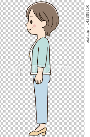 Daily life and communication materials for a woman in her 50s: Full body, side view Daily life and communication materials for a woman in her 50s: Full body, side view 142889150