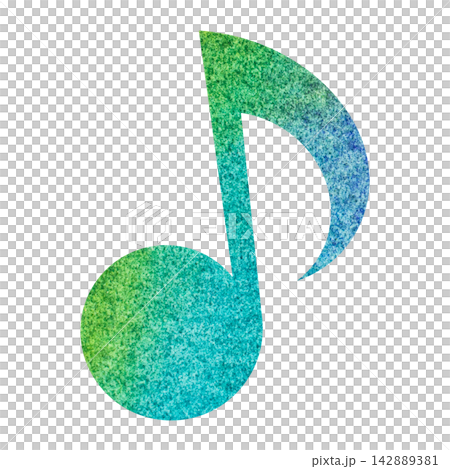 Beautiful watercolor illustration of an eighth note image Beautiful watercolor illustration of an eighth note image 142889381
