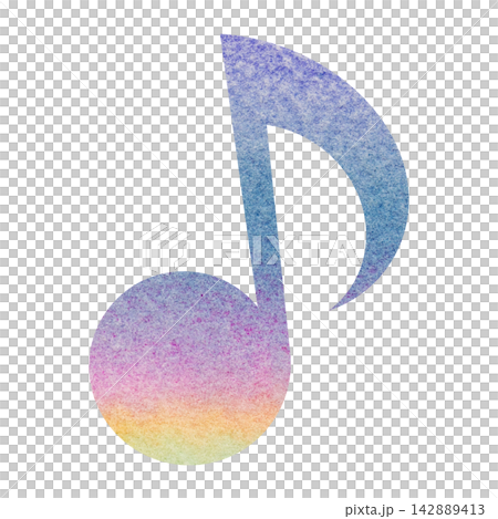 Beautiful watercolor illustration of an eighth note image 142889413