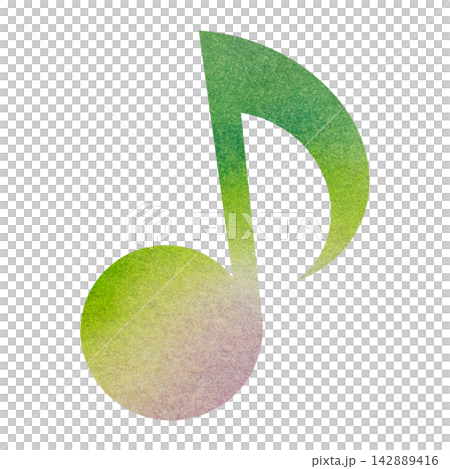 綺麗な水彩模様の8分音符のイメージのイラスト 142889416