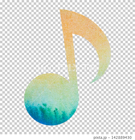 Beautiful watercolor illustration of an eighth note image Beautiful watercolor illustration of an eighth note image 142889430