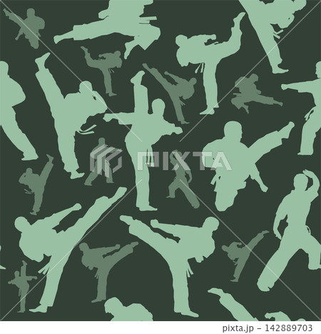 Cool Seamless Texture Pattern MMA, karate for print on t-shirts, rashguard. Vector, EPS. Cool Seamless Texture Pattern MMA, karate for print on t-shirts, rashguard. Vector, EPS. 142889703
