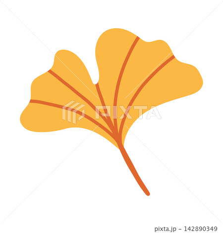 Flat yellow ginkgo biloba leaf vector isolated on white background. Elegant autumn botanical foliage element for eco branding, wellness graphics, and fall design Flat yellow ginkgo biloba leaf vector isolated on white background. Elegant autumn botanical foliage element for eco branding, wellness graphics, and fall design 142890349