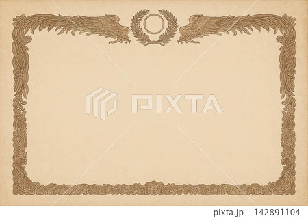 Certificate dan grade diplom karate. Old vintage paper with frame texture background art design. Certificate dan grade diplom karate. Old vintage paper with frame texture background art design. 142891104