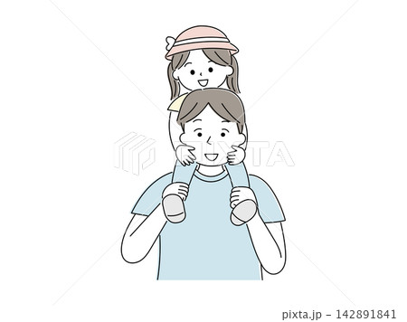 女の子を肩車するお父さんのイラスト 142891841