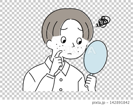 一個國中男生,他很在意自己臉上的青春痘。 一個國中男生,他很在意自己臉上的青春痘。 142891842