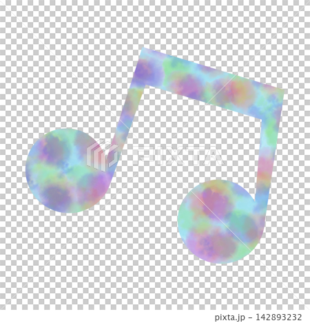 An illustration of a musical note icon with a beautiful watercolor pattern. An illustration of a musical note icon with a beautiful watercolor pattern. 142893232
