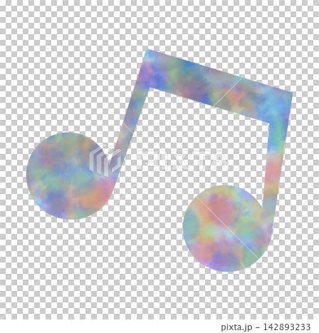 An illustration of a musical note icon with a beautiful watercolor pattern. An illustration of a musical note icon with a beautiful watercolor pattern. 142893233