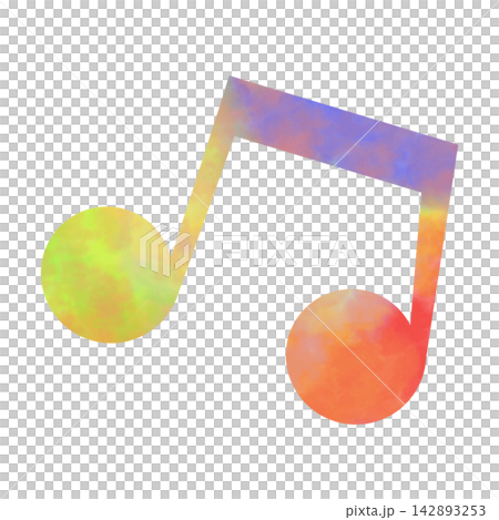An illustration of a musical note icon with a beautiful watercolor pattern. An illustration of a musical note icon with a beautiful watercolor pattern. 142893253