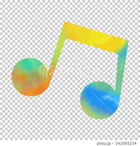 An illustration of a musical note icon with a beautiful watercolor pattern. An illustration of a musical note icon with a beautiful watercolor pattern. 142893254