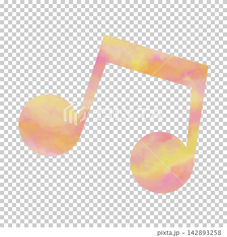 An illustration of a musical note icon with a beautiful watercolor pattern. An illustration of a musical note icon with a beautiful watercolor pattern. 142893258