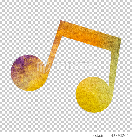 An illustration of a musical note icon with a beautiful watercolor pattern. An illustration of a musical note icon with a beautiful watercolor pattern. 142893264