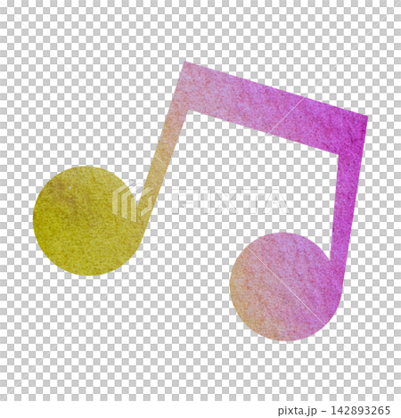 An illustration of a musical note icon with a beautiful watercolor pattern. An illustration of a musical note icon with a beautiful watercolor pattern. 142893265