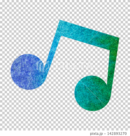 An illustration of a musical note icon with a beautiful watercolor pattern. An illustration of a musical note icon with a beautiful watercolor pattern. 142893270