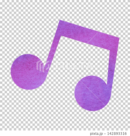 An illustration of a musical note icon with a beautiful watercolor pattern. 142893316