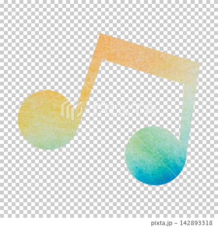 An illustration of a musical note icon with a beautiful watercolor pattern. An illustration of a musical note icon with a beautiful watercolor pattern. 142893318