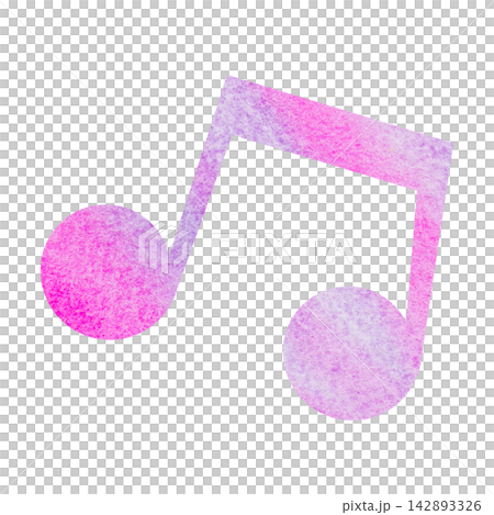 An illustration of a musical note icon with a beautiful watercolor pattern. An illustration of a musical note icon with a beautiful watercolor pattern. 142893326