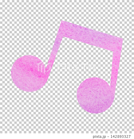 An illustration of a musical note icon with a beautiful watercolor pattern. 142893327