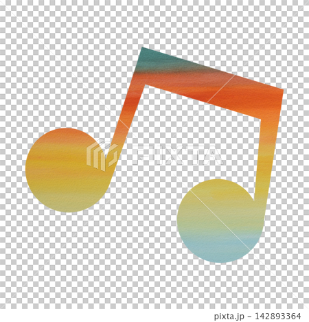 An illustration of a musical note icon with a beautiful watercolor pattern. An illustration of a musical note icon with a beautiful watercolor pattern. 142893364