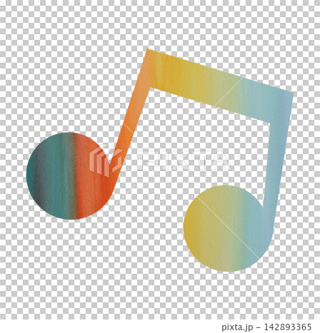 An illustration of a musical note icon with a beautiful watercolor pattern. An illustration of a musical note icon with a beautiful watercolor pattern. 142893365