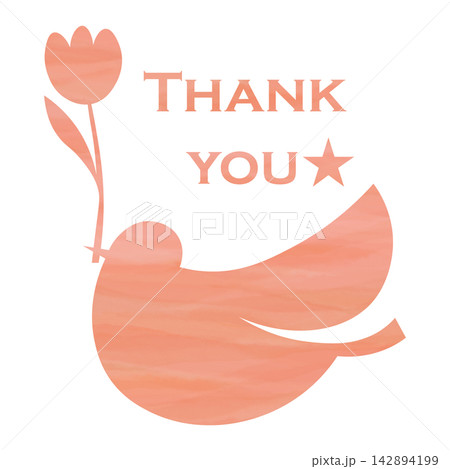 綺麗な水彩模様のThank youのアイコンのイメージのイラスト 142894199