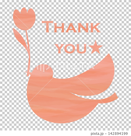 綺麗な水彩模様のThank youのアイコンのイメージのイラスト 142894199