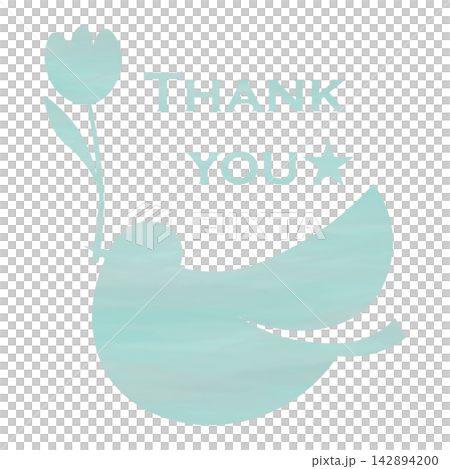 綺麗な水彩模様のThank youのアイコンのイメージのイラスト 142894200