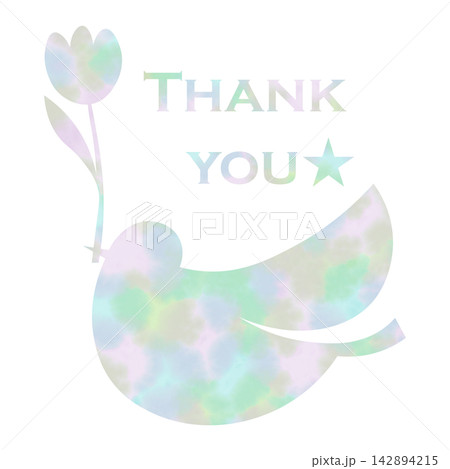綺麗な水彩模様のThank youのアイコンのイメージのイラスト 142894215