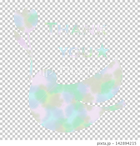 綺麗な水彩模様のThank youのアイコンのイメージのイラスト 142894215