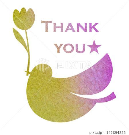 綺麗な水彩模様のThank youのアイコンのイメージのイラスト 綺麗な水彩模様のThank youのアイコンのイメージのイラスト 142894223