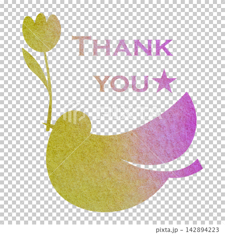 綺麗な水彩模様のThank youのアイコンのイメージのイラスト 綺麗な水彩模様のThank youのアイコンのイメージのイラスト 142894223