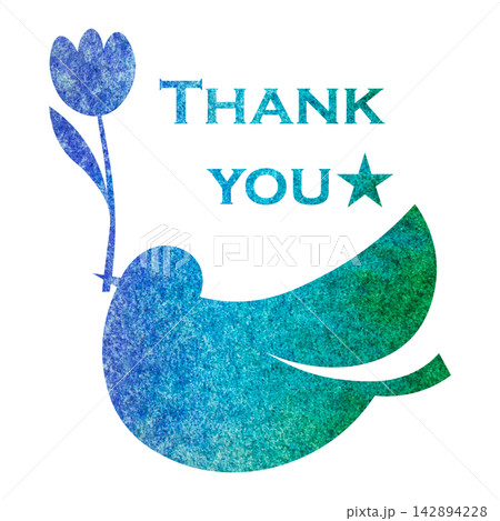 綺麗な水彩模様のThank youのアイコンのイメージのイラスト 142894228