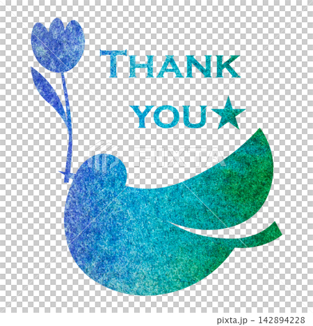 綺麗な水彩模様のThank youのアイコンのイメージのイラスト 142894228