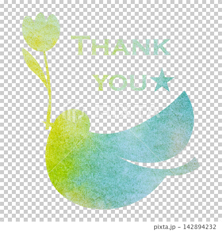 綺麗な水彩模様のThank youのアイコンのイメージのイラスト 綺麗な水彩模様のThank youのアイコンのイメージのイラスト 142894232
