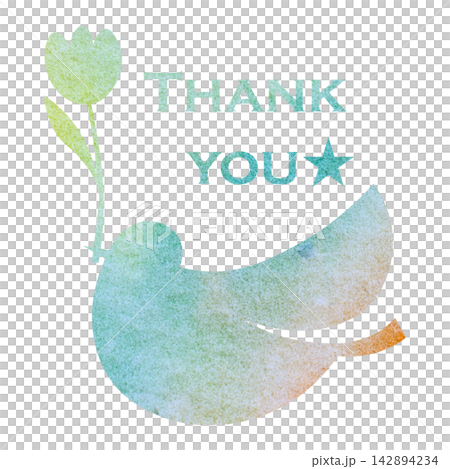 綺麗な水彩模様のThank youのアイコンのイメージのイラスト 綺麗な水彩模様のThank youのアイコンのイメージのイラスト 142894234