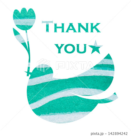 綺麗な水彩模様のThank youのアイコンのイメージのイラスト 142894242
