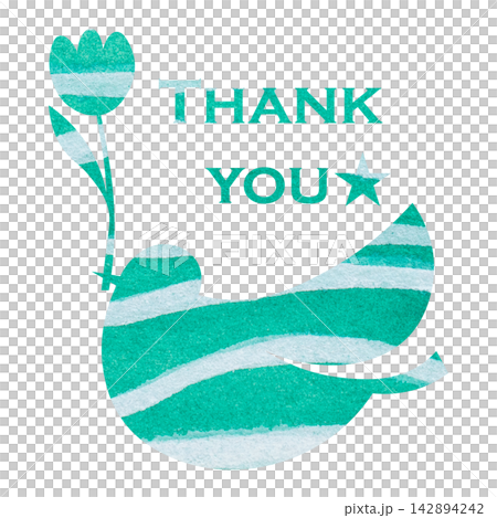 綺麗な水彩模様のThank youのアイコンのイメージのイラスト 142894242