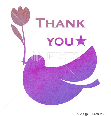 綺麗な水彩模様のThank youのアイコンのイメージのイラスト 142894252