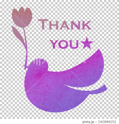 綺麗な水彩模様のThank youのアイコンのイメージのイラスト 142894252