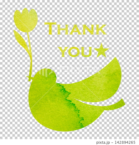 綺麗な水彩模様のThank youのアイコンのイメージのイラスト 142894265