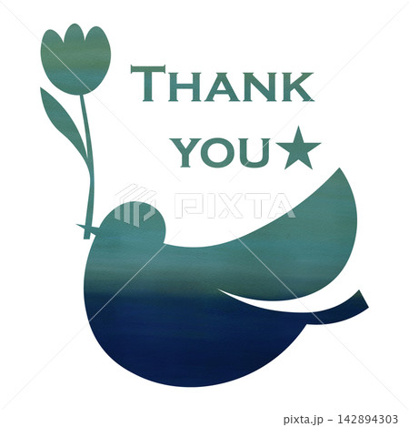 綺麗な水彩模様のThank youのアイコンのイメージのイラスト 142894303